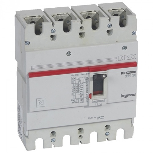 Автоматический выключатель DRX250 термомагнитный 125A 4П 36KA | код. 027130 |  Legrand 